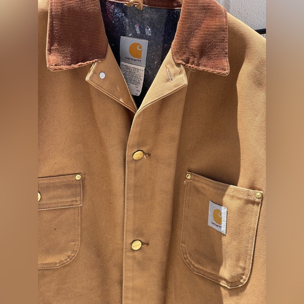 Vintage Carhartt Blanket Lined CO1 BRN Chore Barn Jacket‎ 44 Tall - Picture 2 of 8